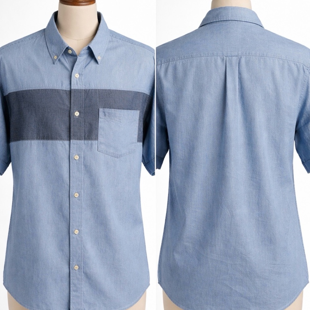 Men's Blue Button-Up Shirt